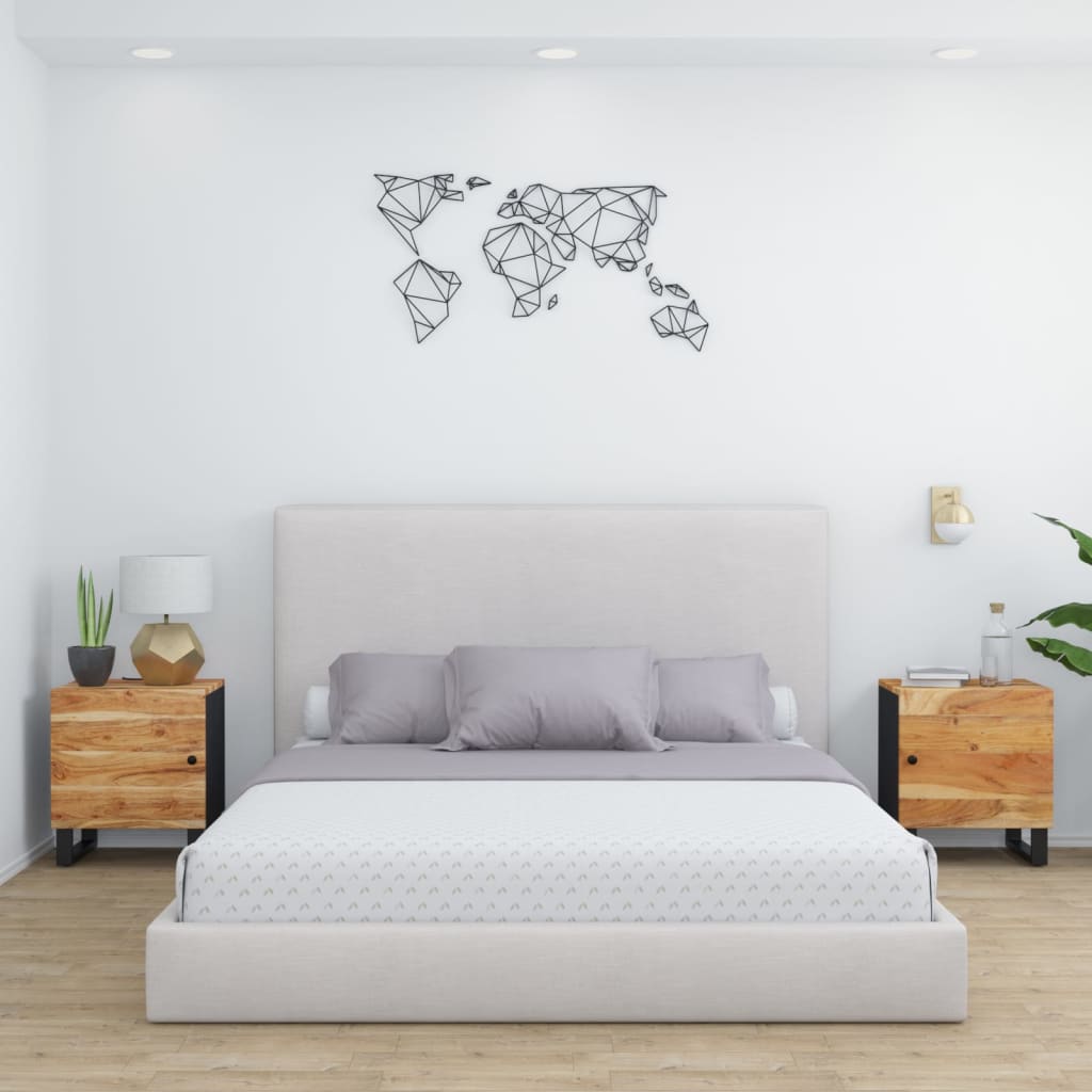 Sengeborde 2 stk. 40x33x46 cm massivt akacietræ - number 1.