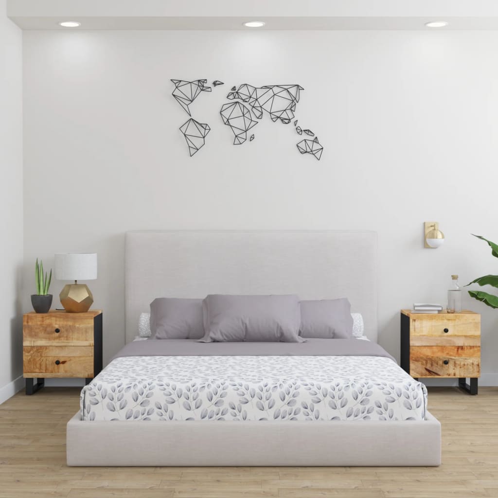 Sengeborde 2 stk. 40x33x46 cm massivt mangotræ - number 1.