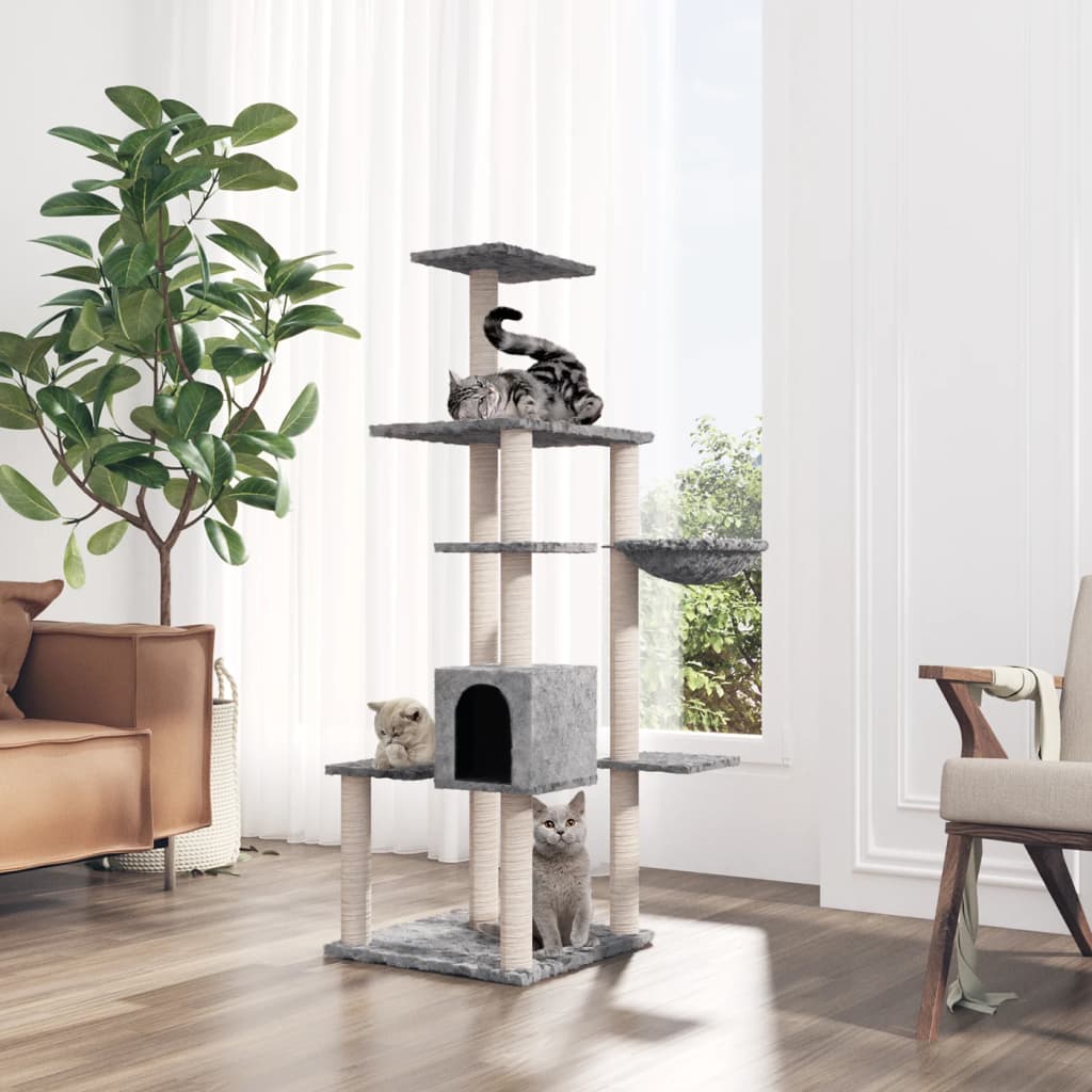 Arbre à chat avec poteaux en sisal 142 cm - gris clair - number 1.