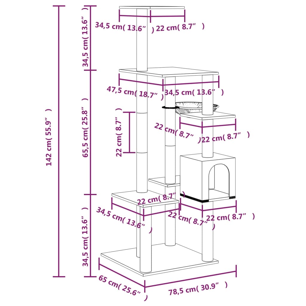 Arbre à chat avec poteaux en sisal 142 cm - gris clair - number 7.