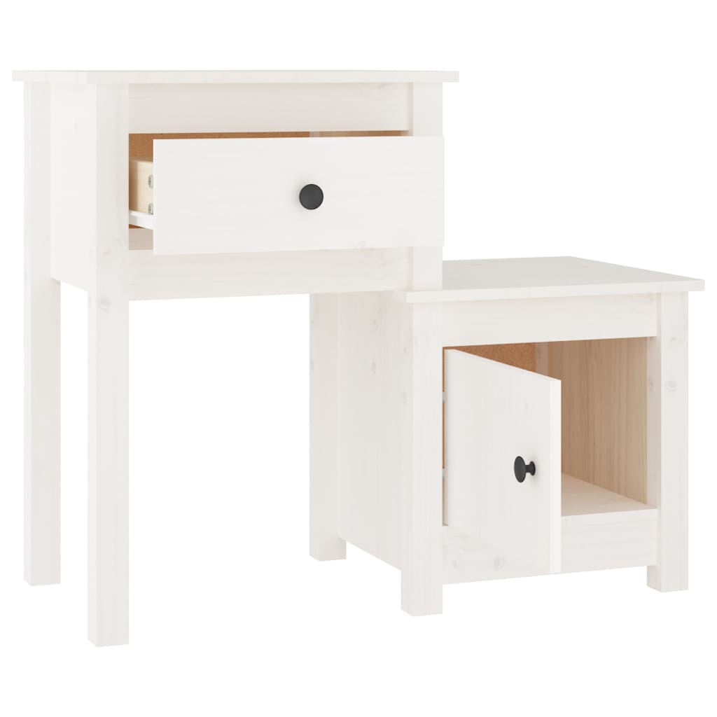 Table de chevet 79,5x38x65,5 cm pin massif - blanc, 1 - number 3.