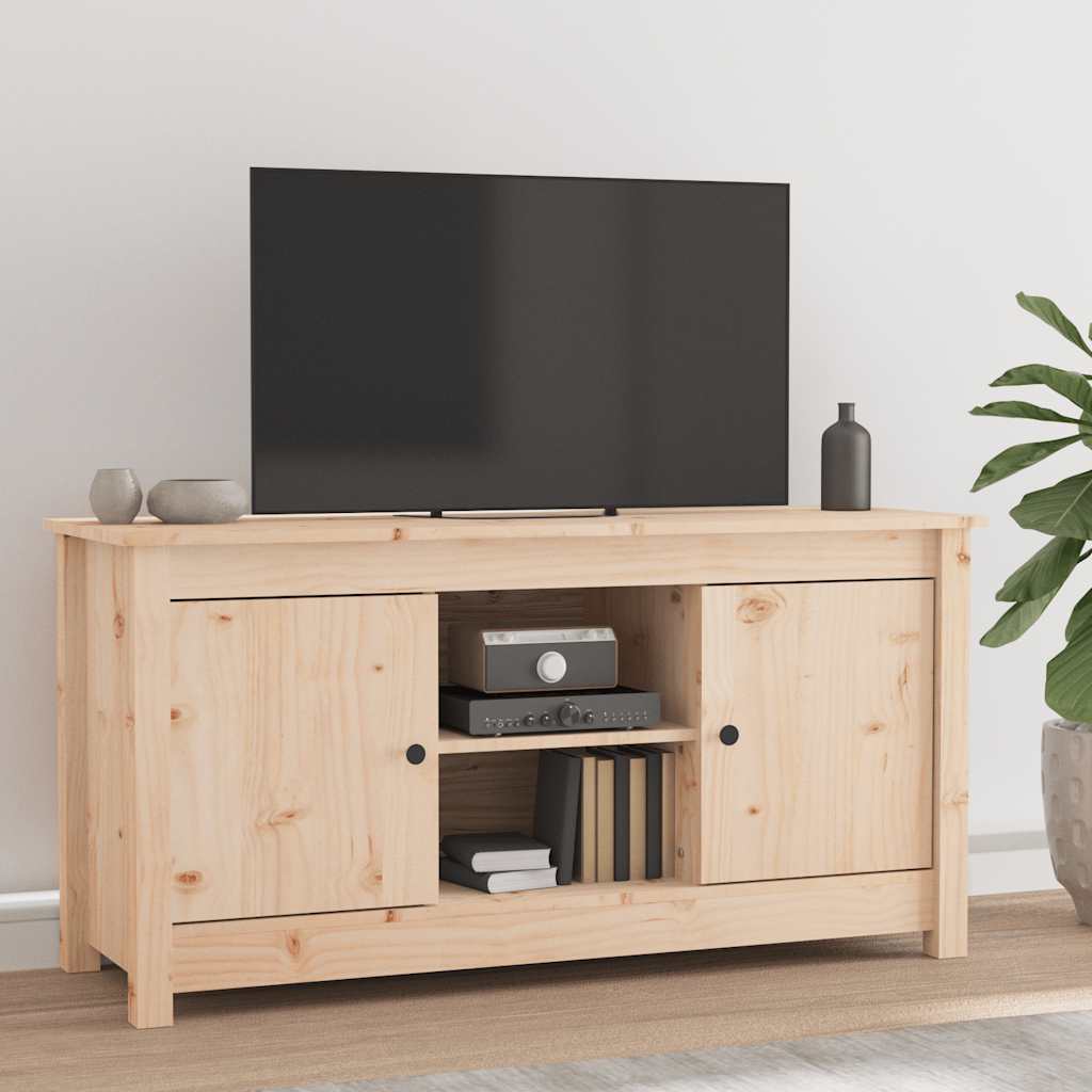 Tv-bord 103x36,5x52 cm massivt fyrretræ - naturfarvet, 1 - number 1.