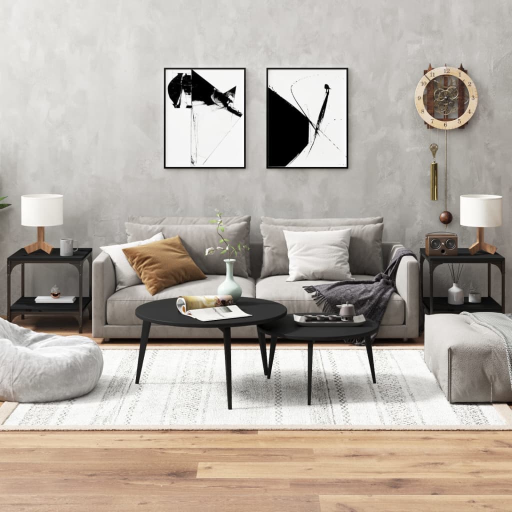 Sideborde stk. konstrueret træ - sort, 40 x 40 x 40 cm, 2 - number 1.