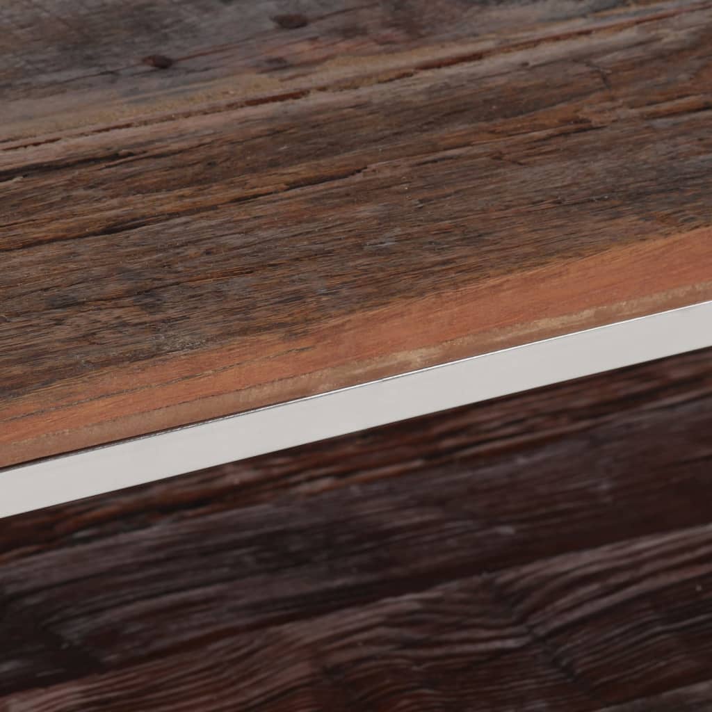 Stolik kawowy stal nierdzewna i lite drewno podkładka kolor złoty - srebrny, 1, drewno - number 5.