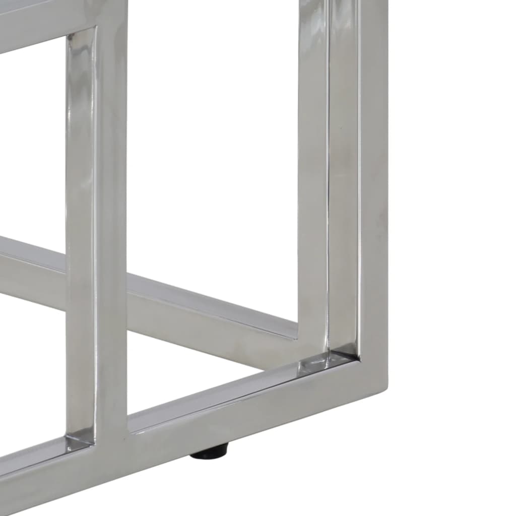 Konsolbord rustfrit stål og massivt genbrugstræ sølvfarvet - number 6.