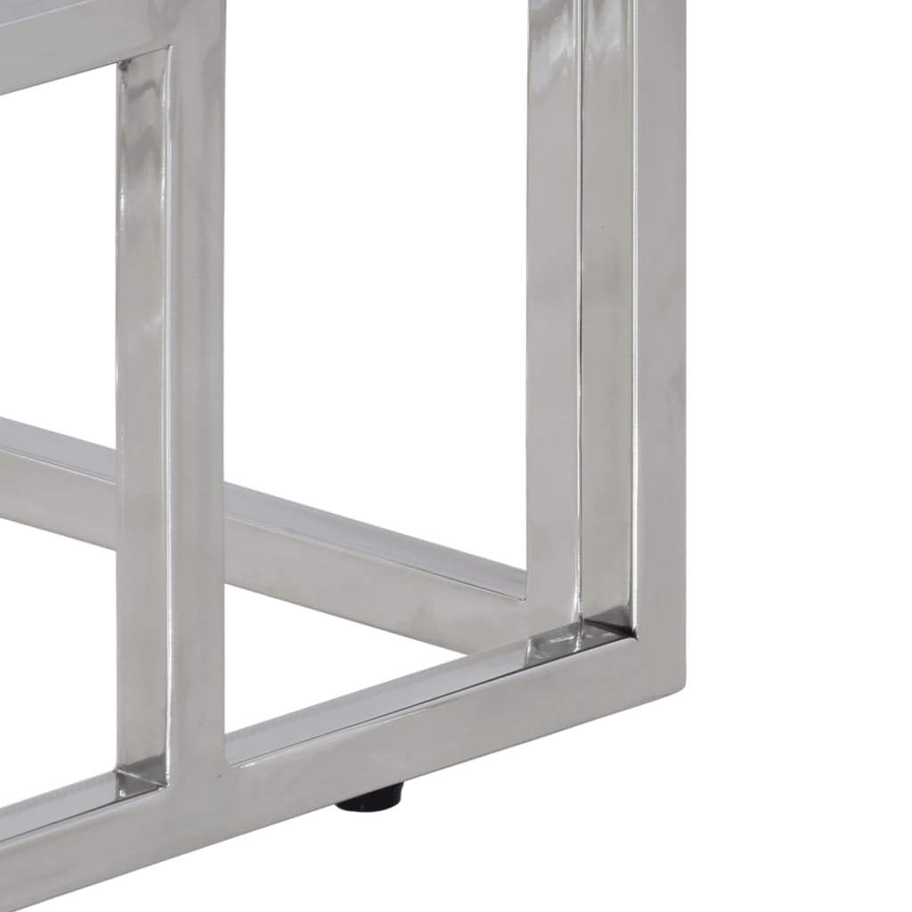 Konsolbord rustfrit stål og massivt akacietræ sølvfarvet - number 6.