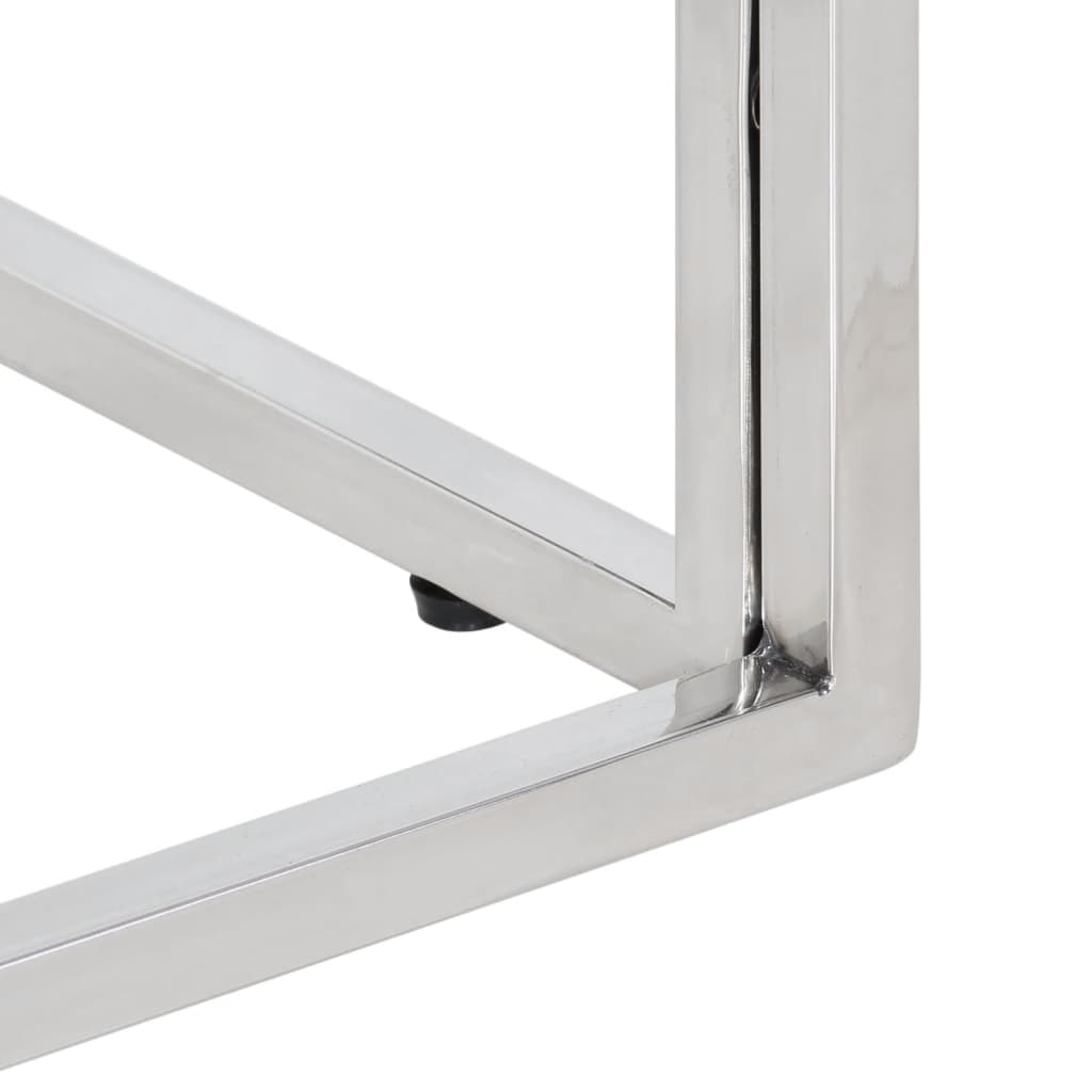 Stolik kawowy stal nierdzewna hartowana w kolorze srebrnym - srebrny, 1, szkło - number 7.