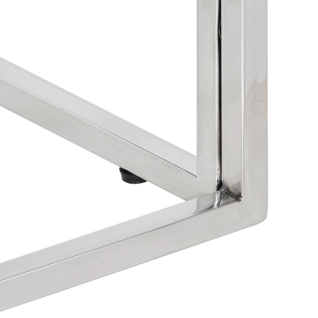 Sofabord rustfrit stål og massivt akacietræ sølvfarvet - sølv og lysebrun, 1, træ - number 6.