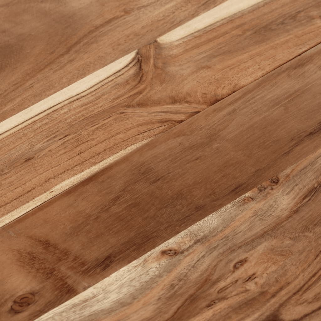 Sofabord rustfrit stål og massivt akacietræ sølvfarvet - sølv og lysebrun, 1, træ - number 5.