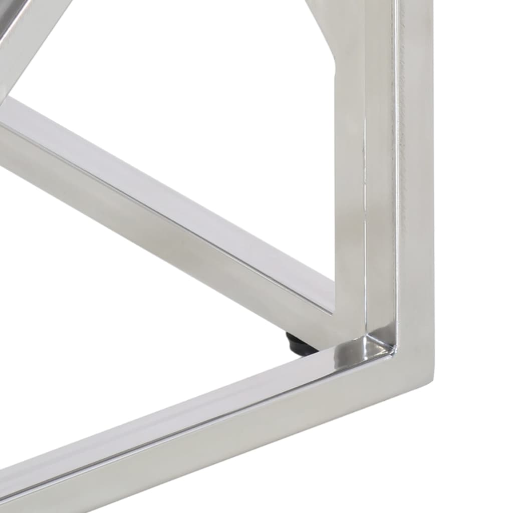 Stolik kawowy stal nierdzewna i lite drewno akacjowe w kolorze srebrnym - srebrny i jasnobrązowy, 1, drewno - number 6.