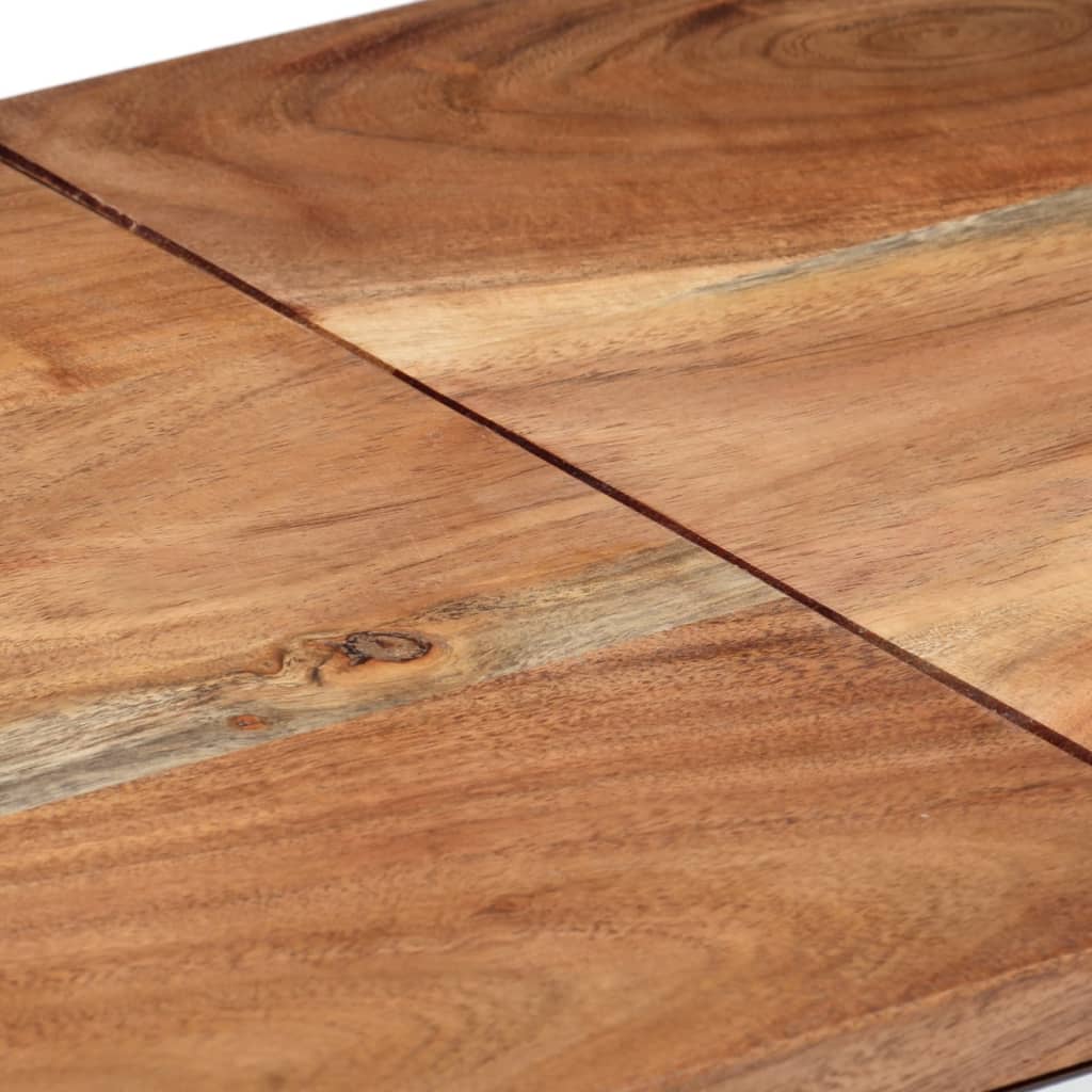 Stolik konsolowy stal nierdzewna i lite drewno akacjowe srebrny - srebrny i jasnobrązowy, 1, drewno - number 6.