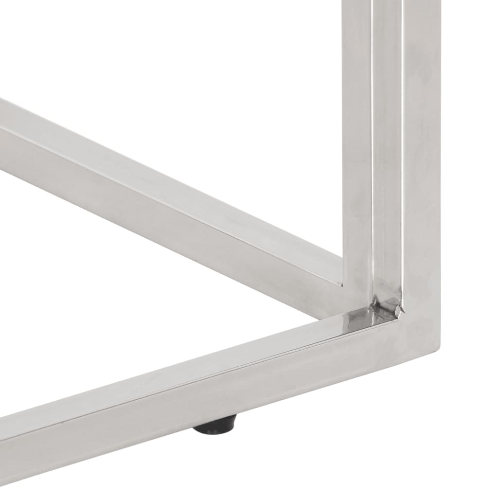 Stolik konsolowy stal nierdzewna hartowana w kolorze srebrnym - srebrny, 1, szkło - number 7.