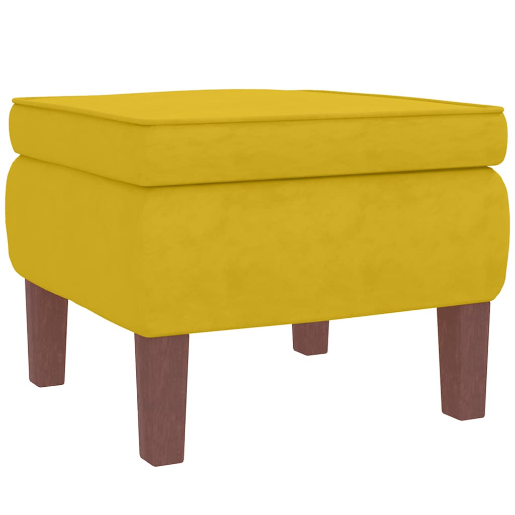 Gyngestol med træben og fodskammel fløjl - gul, 1, med fodskammel - number 9.