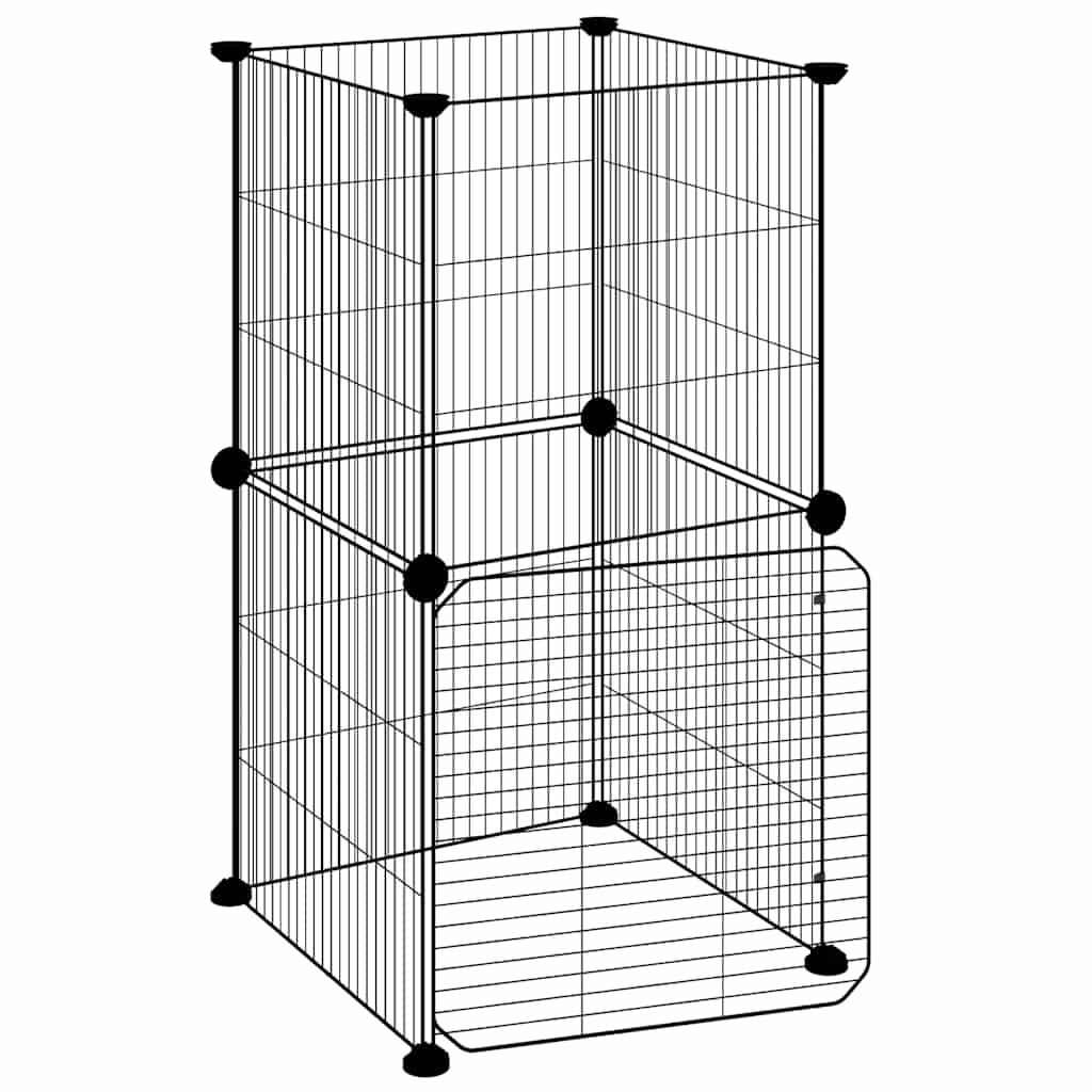 Enclos pour animaux 8 panneaux avec portail 35x35 cm acier noir - 1,5 cm, 8 panneaux avec portail - number 2.