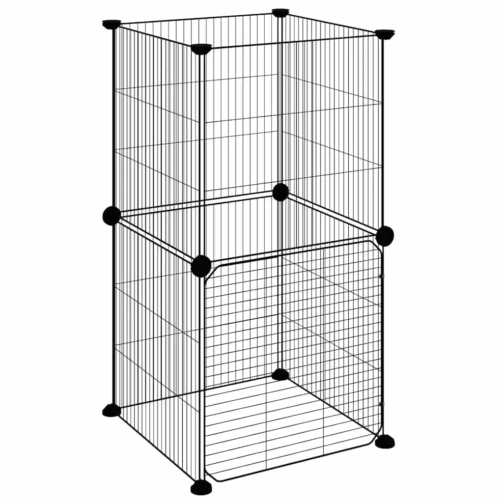 Enclos pour animaux 8 panneaux avec portail 35x35 cm acier noir - 1,5 cm, 8 panneaux avec portail - number 4.