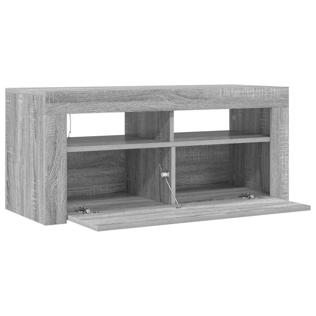 Stolik rtv z oświetleniem led 90x35x40 cm szary dąb sonoma - number 8.