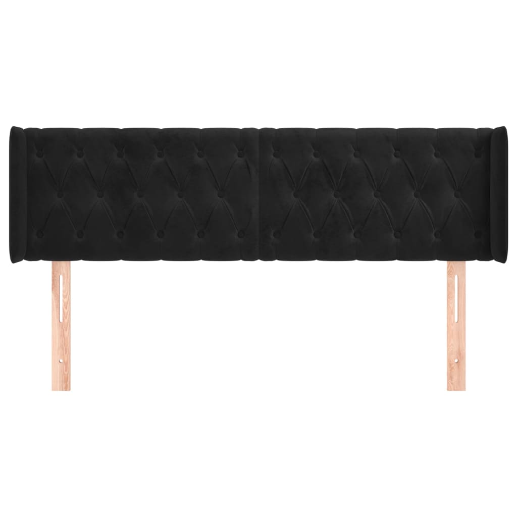 Sengetøy med kanter fløyel - svart, 147 x 16 x 78/88 cm, 1 - number 3.