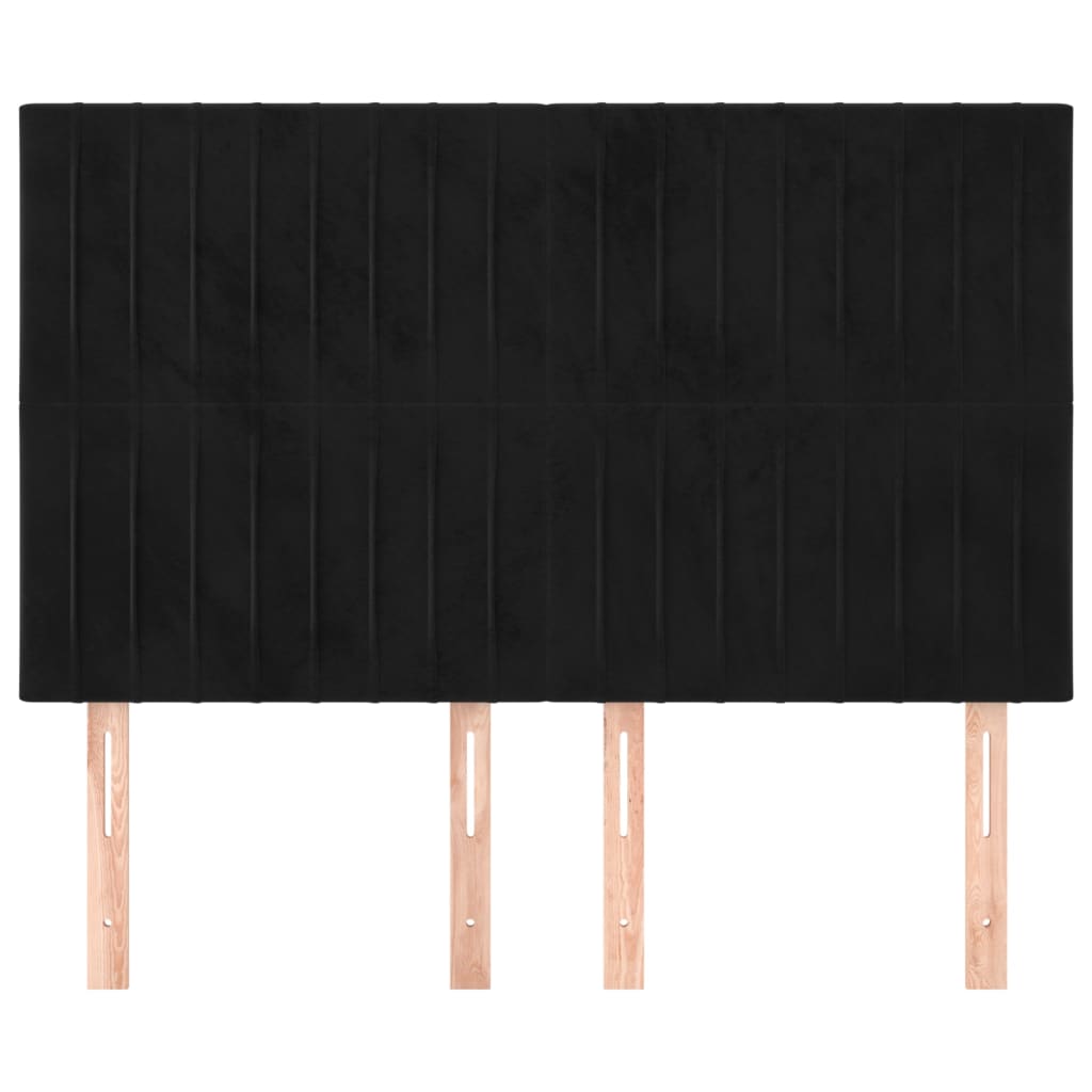 Sengegavle stk. 72x5x78/88 cm fløjl - sort, 144 cm, 1, høj - number 3.