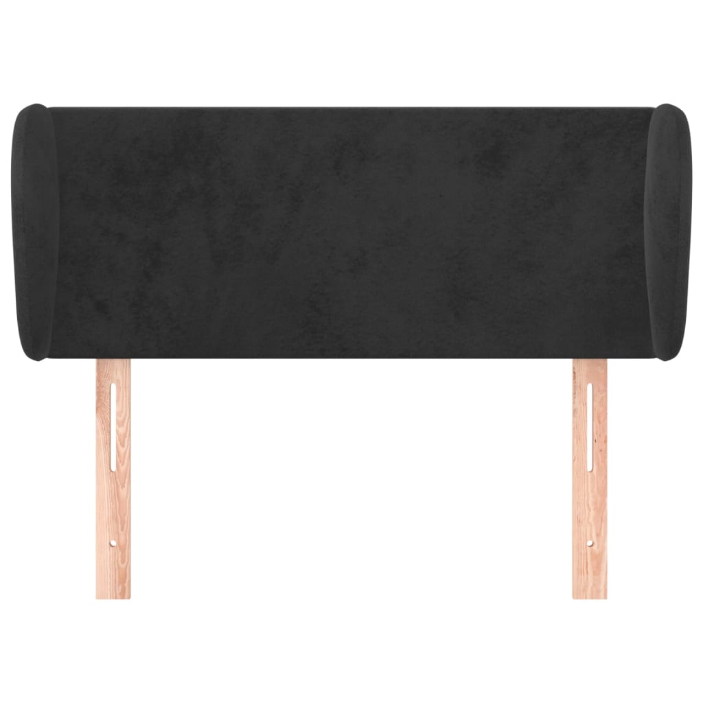 Sengegavl med kanter fløjl - sort, 93 x 23 x 78/88 cm, 1 - number 3.