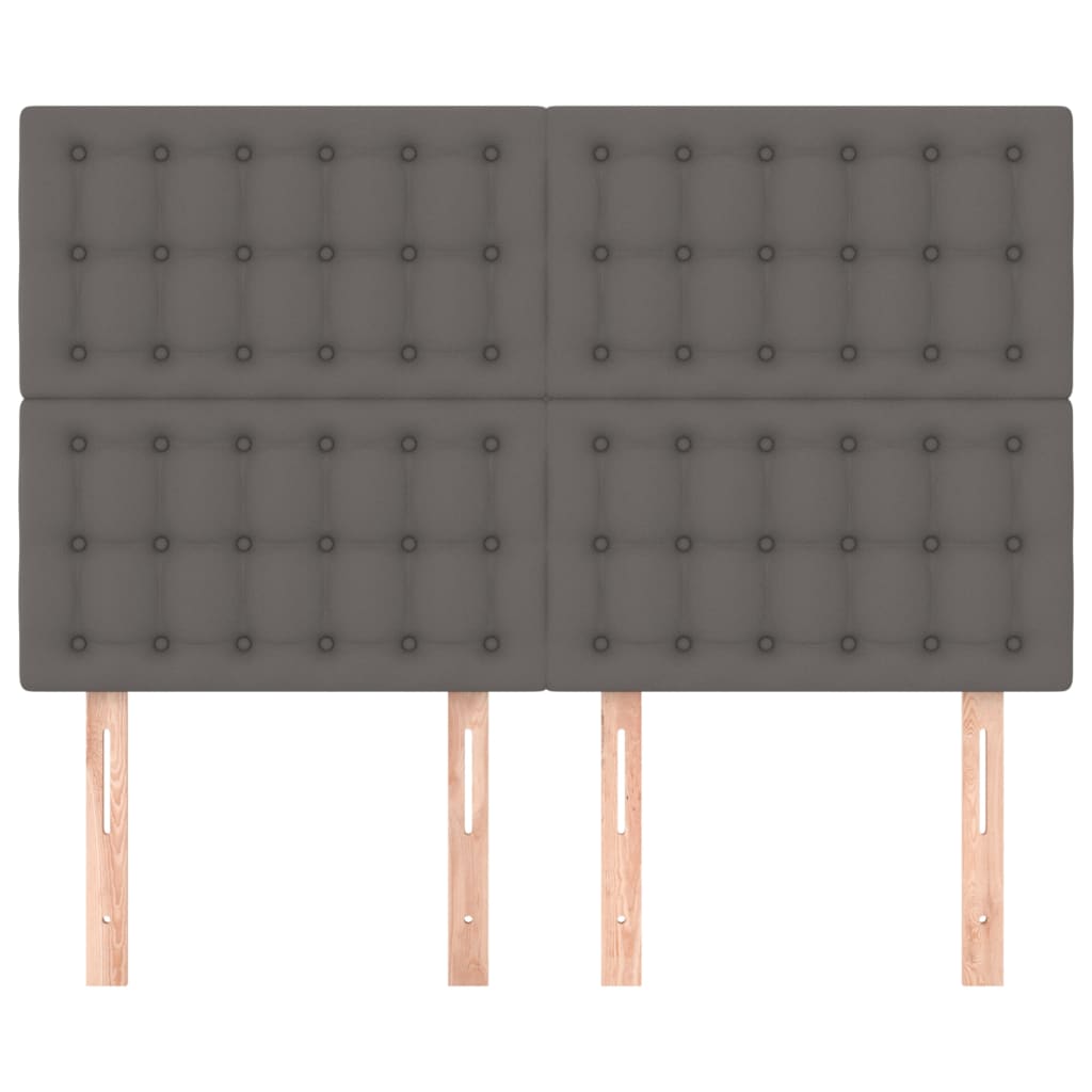 Sengebord 4 stk. 72x5x78/88 cm kunstig skinn - grå, 144 cm, 1, høy - number 3.