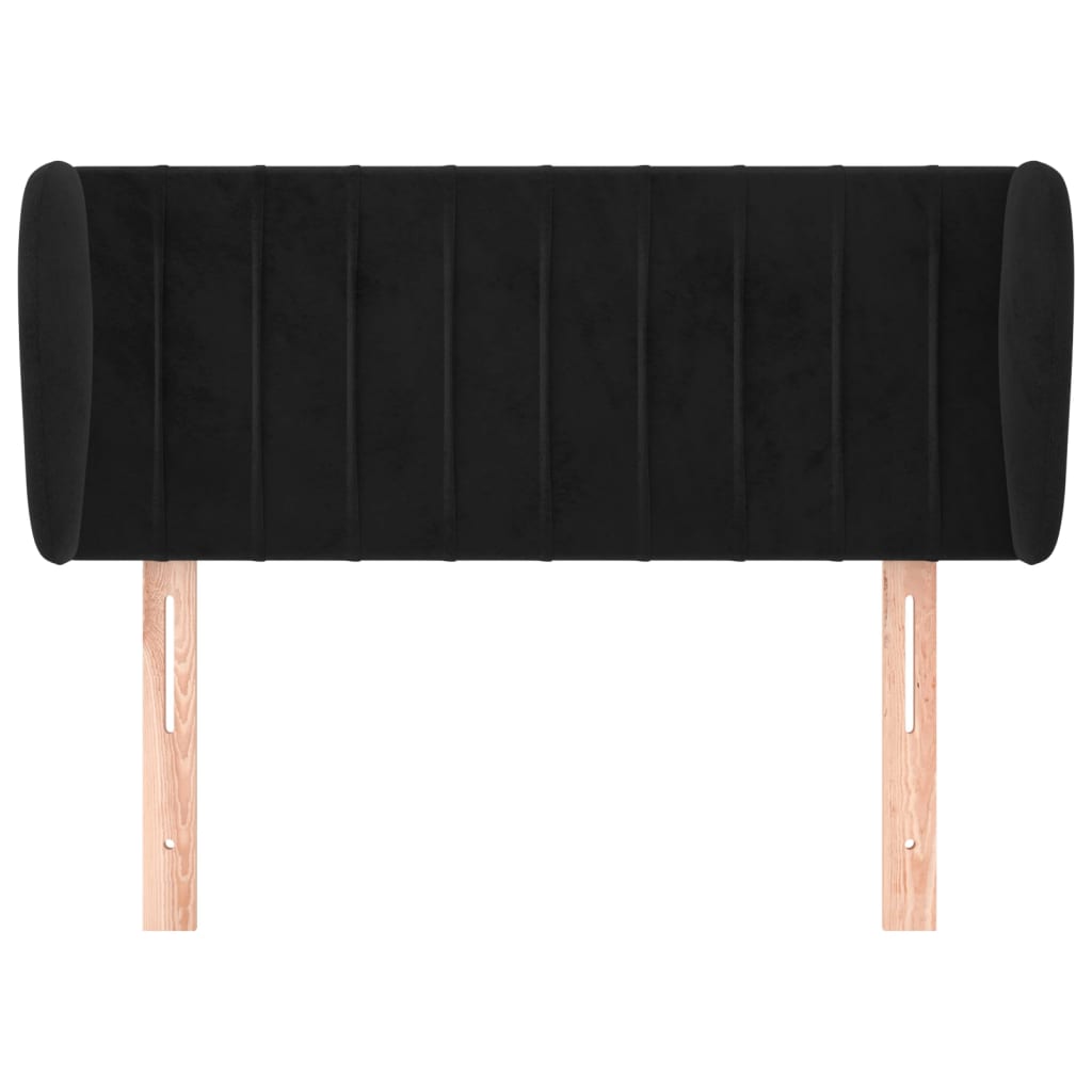 Sengegavl med kanter fløyel - svart, 83 x 23 x 78/88 cm, 1 - number 3.