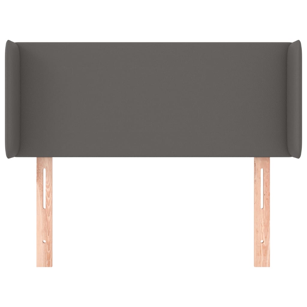 Sengegavl med kanter kunstlæder - grå, 83 x 16 x 78/88 cm, 1 - number 3.