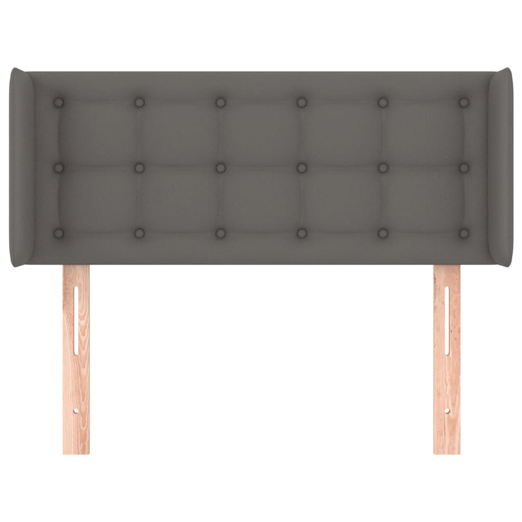 Sengetøy med kanter kunstig skinn - grått, 93 x 16 x 78/88 cm, 1 - number 3.