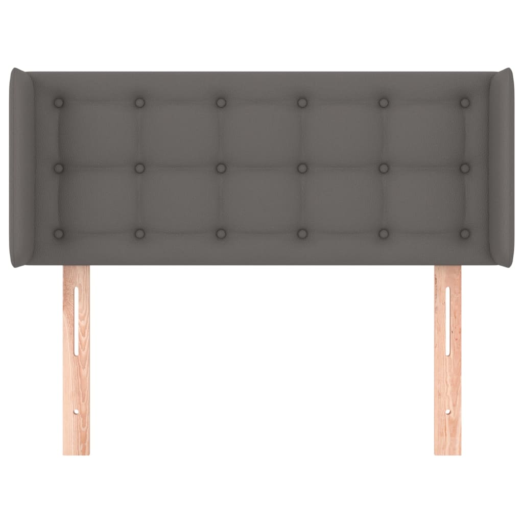 Sengegavl med kanter kunstlæder - grå, 83 x 16 x 78/88 cm, 1 - number 3.