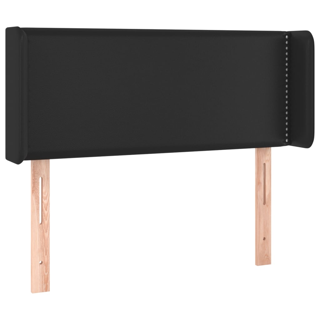 Senghode med kanter kunstig skinn - svart, 83 x 16 x 78/88 cm, 1 - number 2.