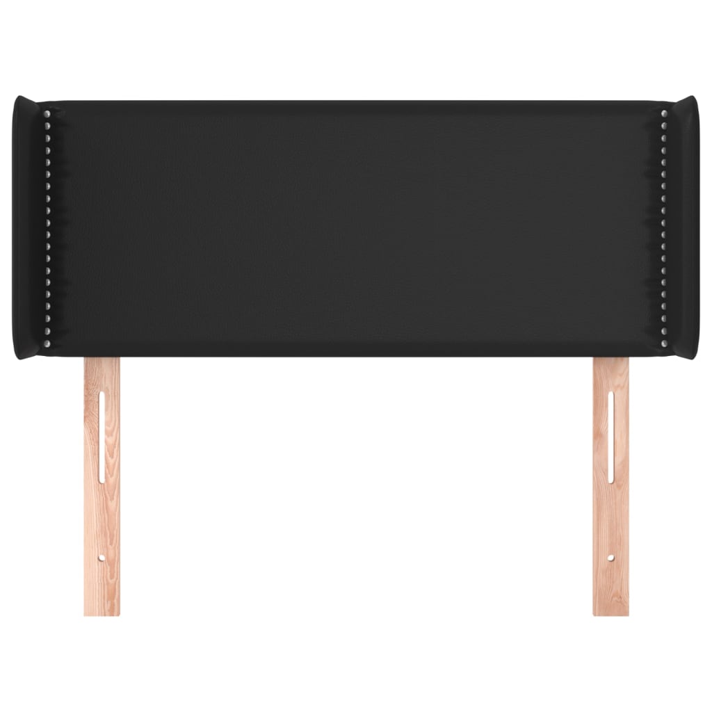 Senghode med kanter kunstig skinn - svart, 83 x 16 x 78/88 cm, 1 - number 3.