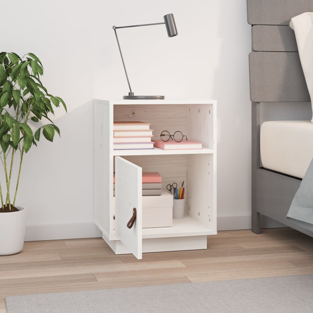 Noćni ormarić 40x34x55 cm puni bor - bijeli, 1 - number 3.