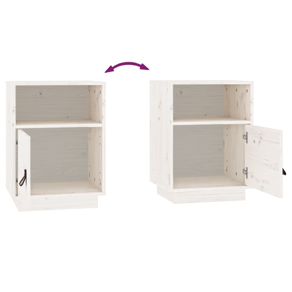 Noćni ormarić 40x34x55 cm puni bor - bijeli, 1 - number 8.