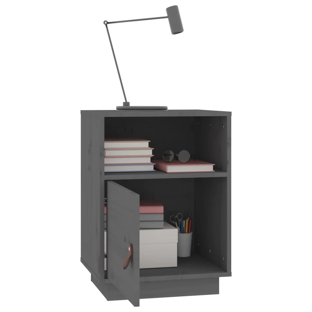 Sengeborde stk. 40x34x55 cm massivt fyrretræ - grå, 2 - number 5.