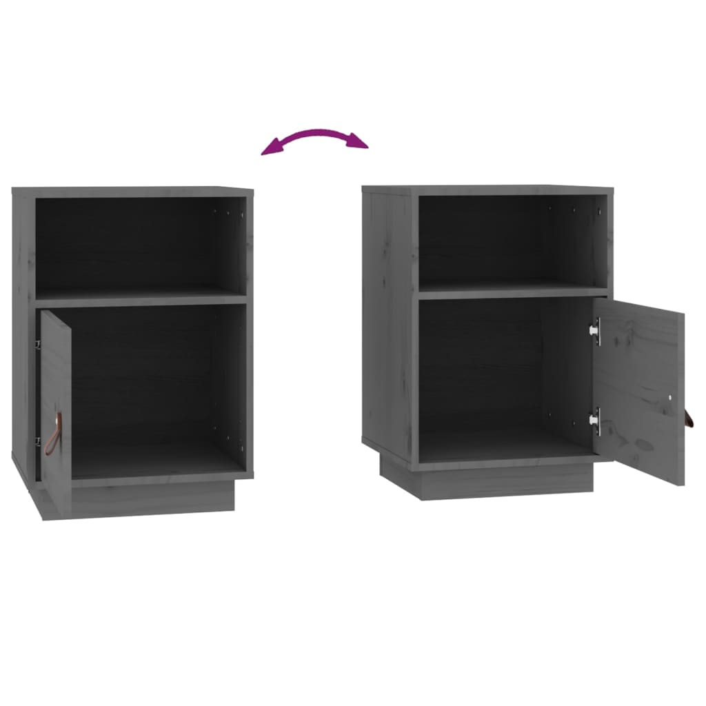 Sengeborde stk. 40x34x55 cm massivt fyrretræ - grå, 2 - number 9.