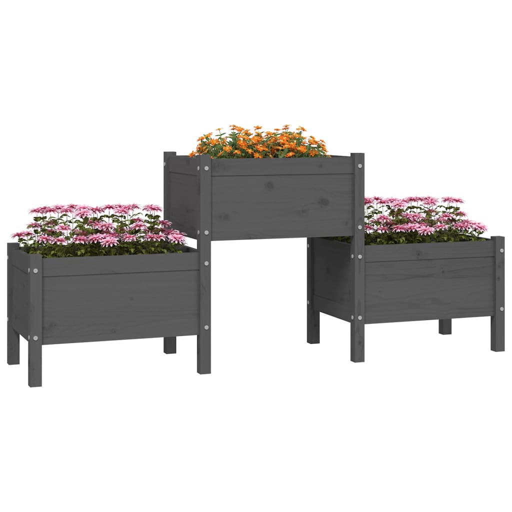 Planter 178.5x44x75 cm solid pine - grey, 178.5 x 44 x 75 cm, 1 - number 3.