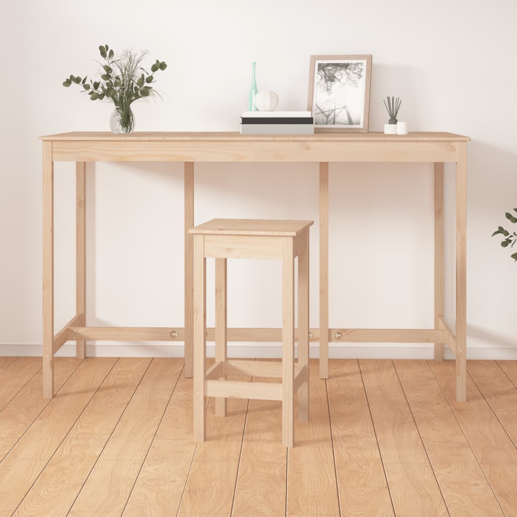 Barbord massivt fyrretræ - naturfarvet, 180 x 80 x 110 cm, 1 - number 1.