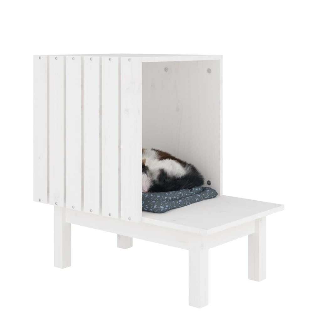 Maison pour chat 60x36x60 cm pin massif - blanc - number 6.