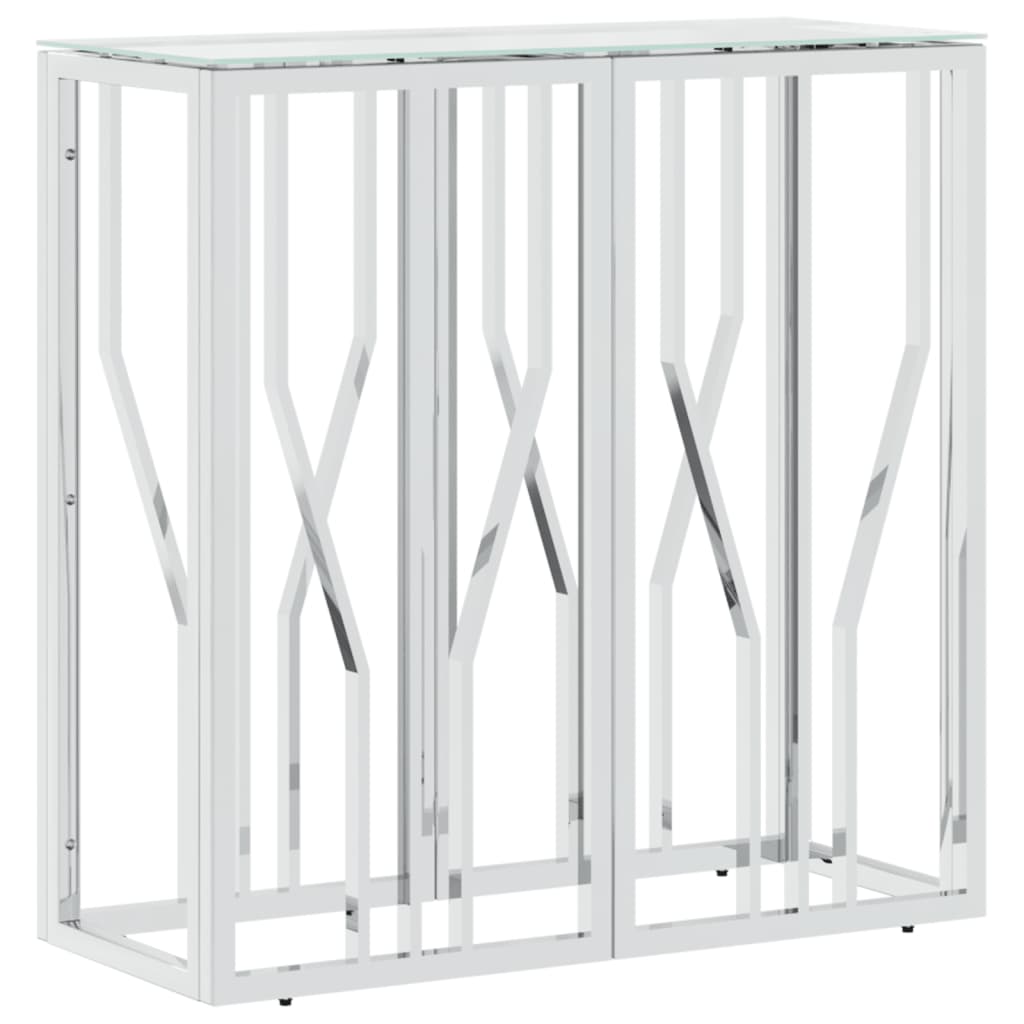 Konsollbord 70x30x70 cm rustfritt stål og - sølv, 1, glass - number 2.