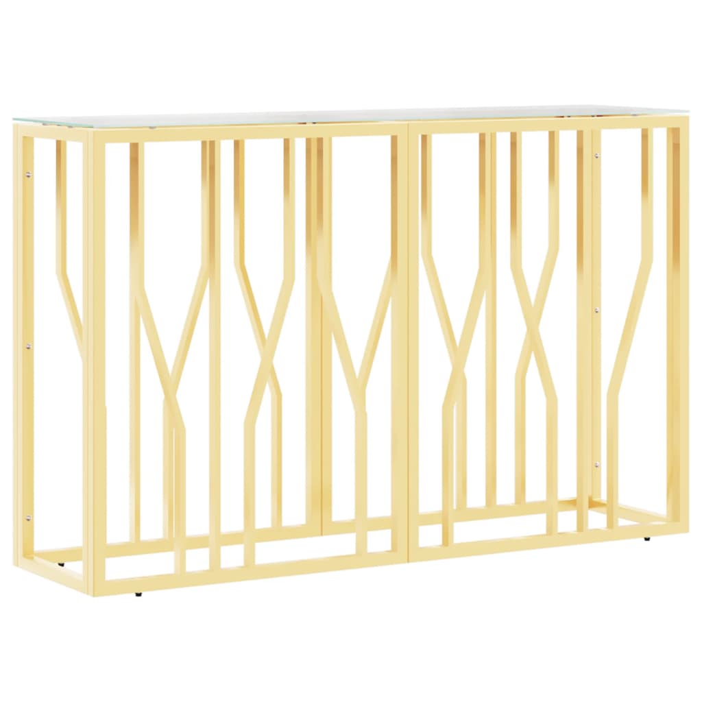 Konsollbord 110x30x70 cm rustfritt stål og - gull, 1, glass - number 2.