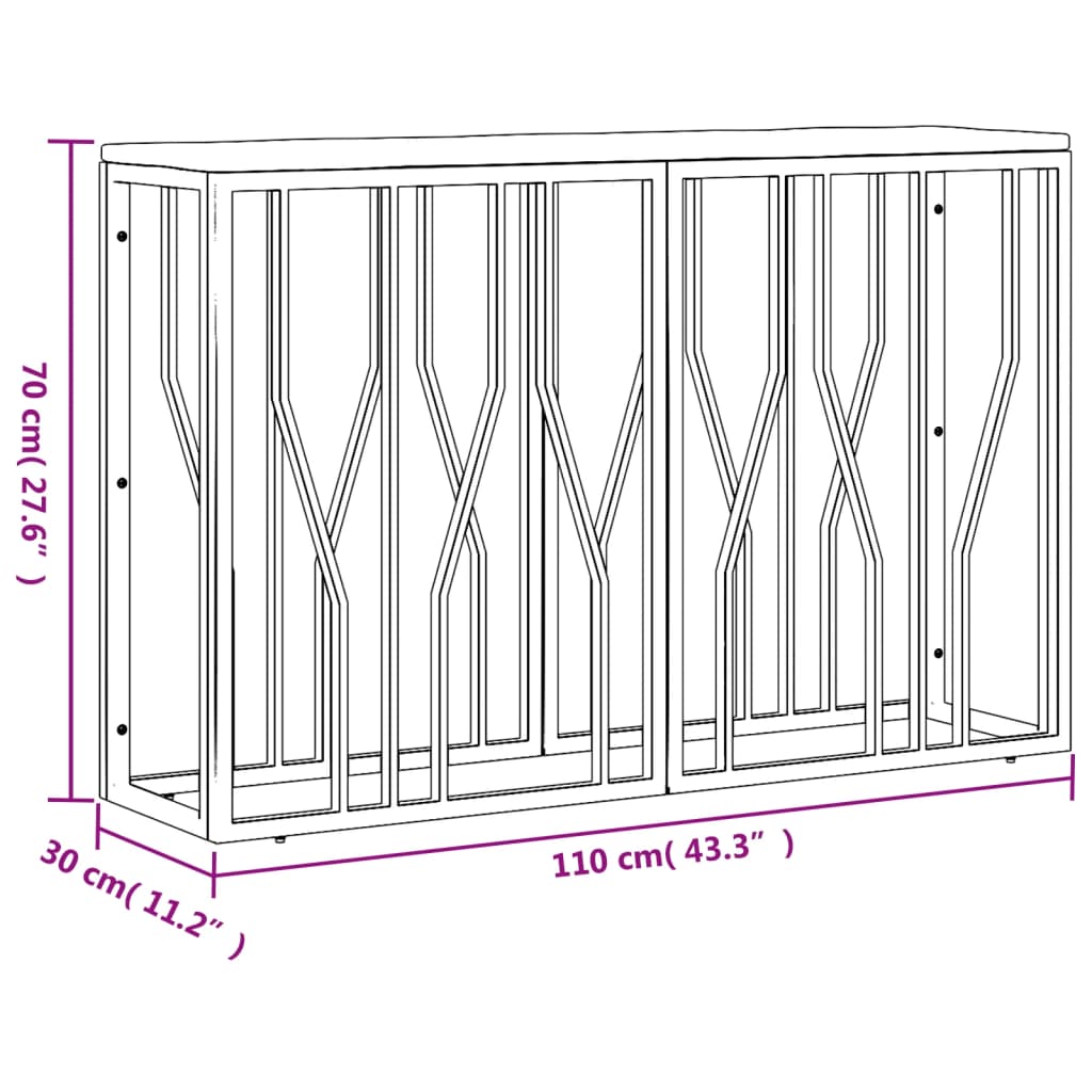 Stolik konsolowy ze stali nierdzewnej i litego drewna z recyklingu - number 6.