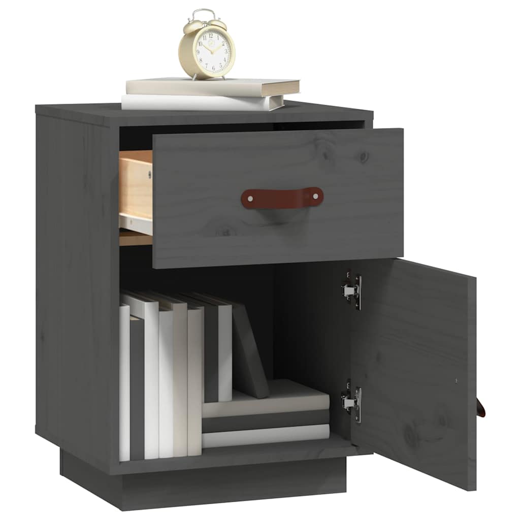 Noćni ormarić 40x34x55 cm puni bor - sivi, 1 - number 4.