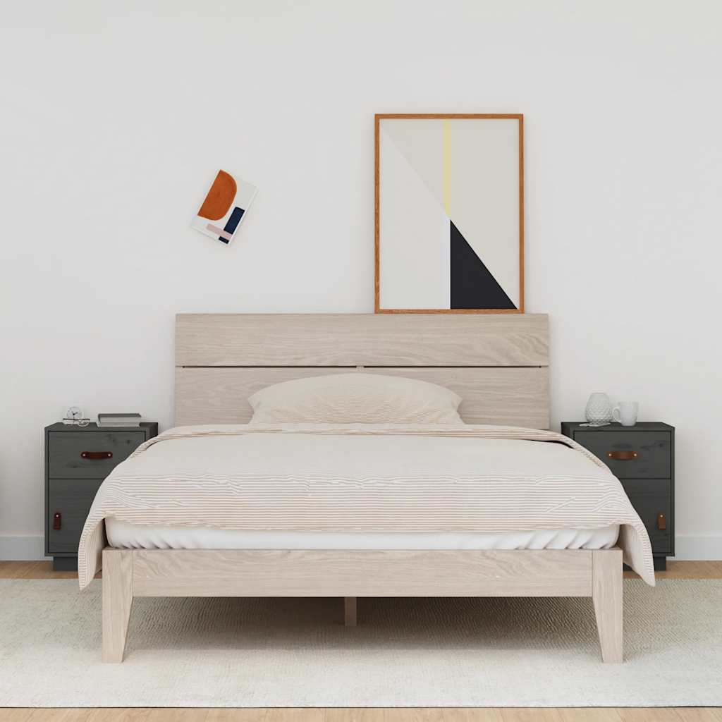 Sengeborde stk. 40x34x55 cm massivt fyrretræ - grå, 2 - number 1.