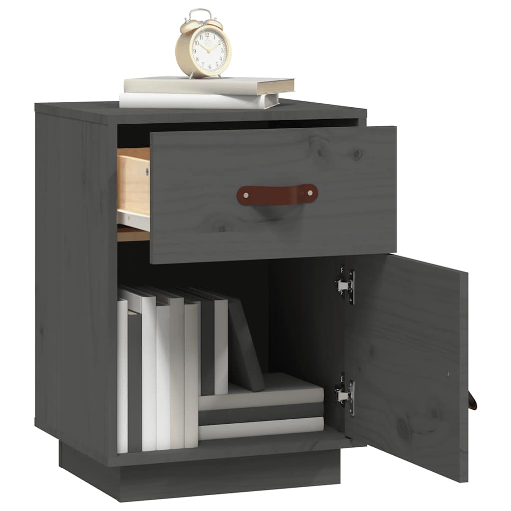 Sengeborde stk. 40x34x55 cm massivt fyrretræ - grå, 2 - number 4.