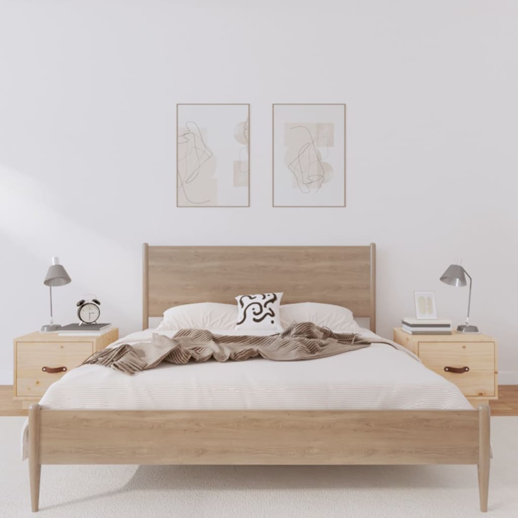 Sengeborde stk. 40x34x35 cm massivt fyrretræ - naturfarvet, 2 - number 1.