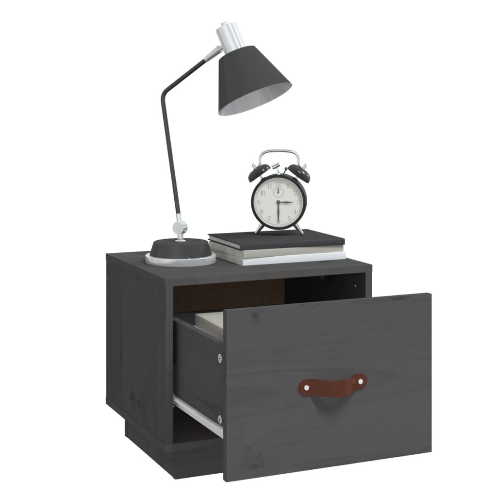 Sengebord 40x34x35 cm massivt fyrretræ - grå, 1 - number 4.