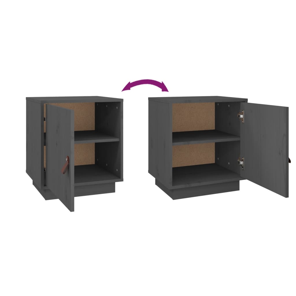 Noćni ormarić 40x34x45 cm puni bor - sivi, 1 - number 9.