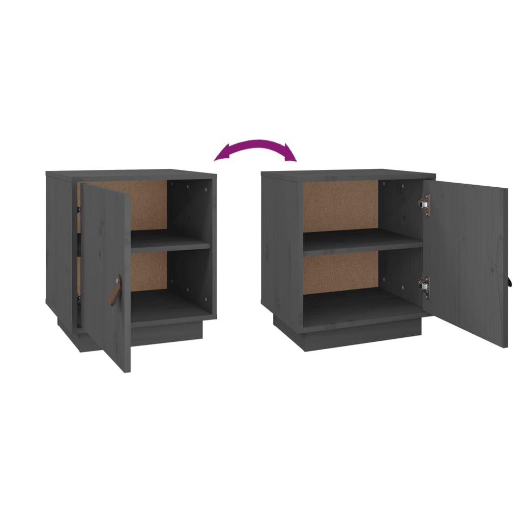 Sengeborde stk. 40x34x45 cm massivt fyrretræ - grå, 2 - number 8.