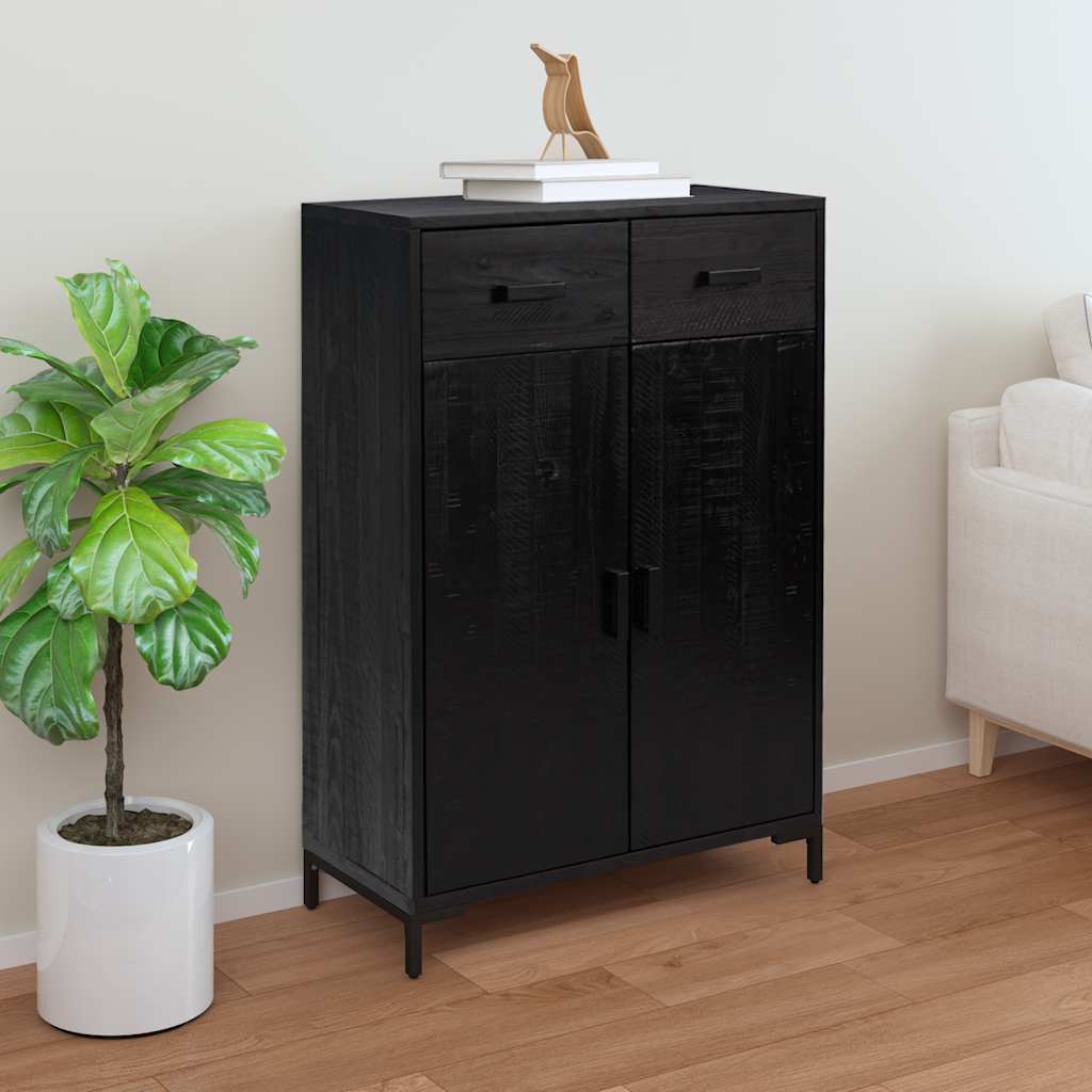 Shoe cabinet 75x40x110 cm solid pine black - number 1.