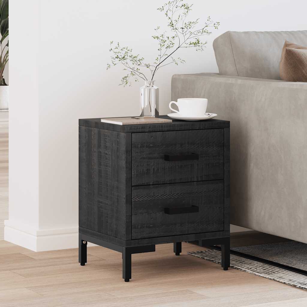 Noćni ormarić puni bor - crni, 36 x 30 x 45 cm, 1 - number 3.