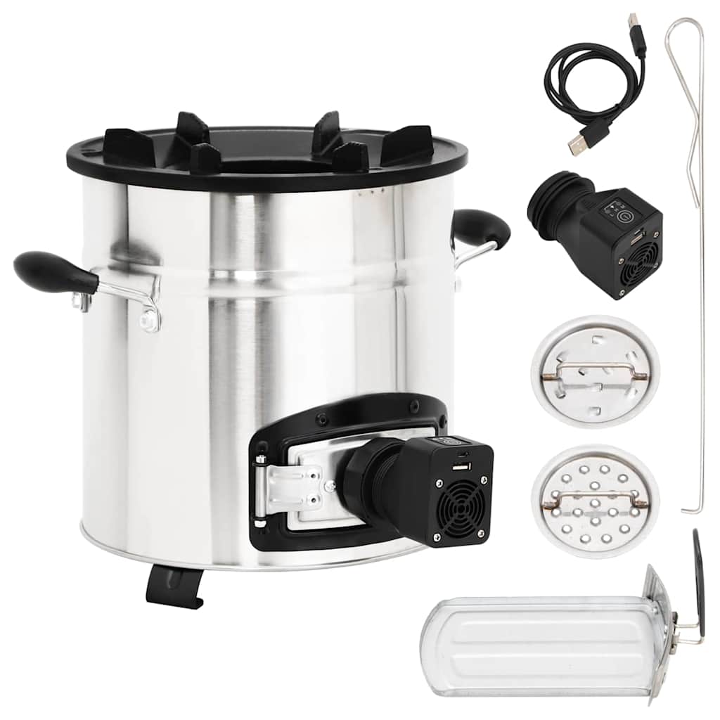 Grydekomfur m. usb-ventilator 35,5x26x28 cm rustfrit stål sølv - number 1.